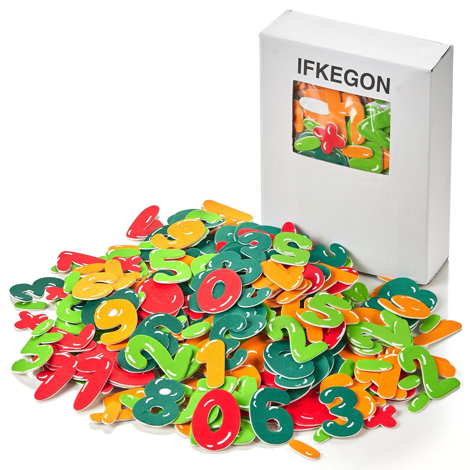 IFKEGON Print Foam Stickers - Numbers 0-9 - Pack of 384 - Bulk Self-Adhesive Shapes - Scrapbooks, Cards and Teaching for Kids