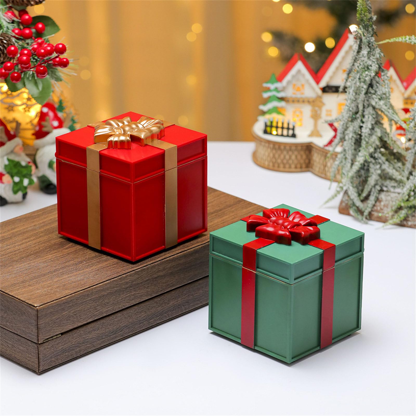 Cajas de regalo musicales LED para reproducción de canciones de Navidad, irrompibles, materiales de policarbonato, dos opciones de potencia, decoración del hogar, fiestas, decoración de