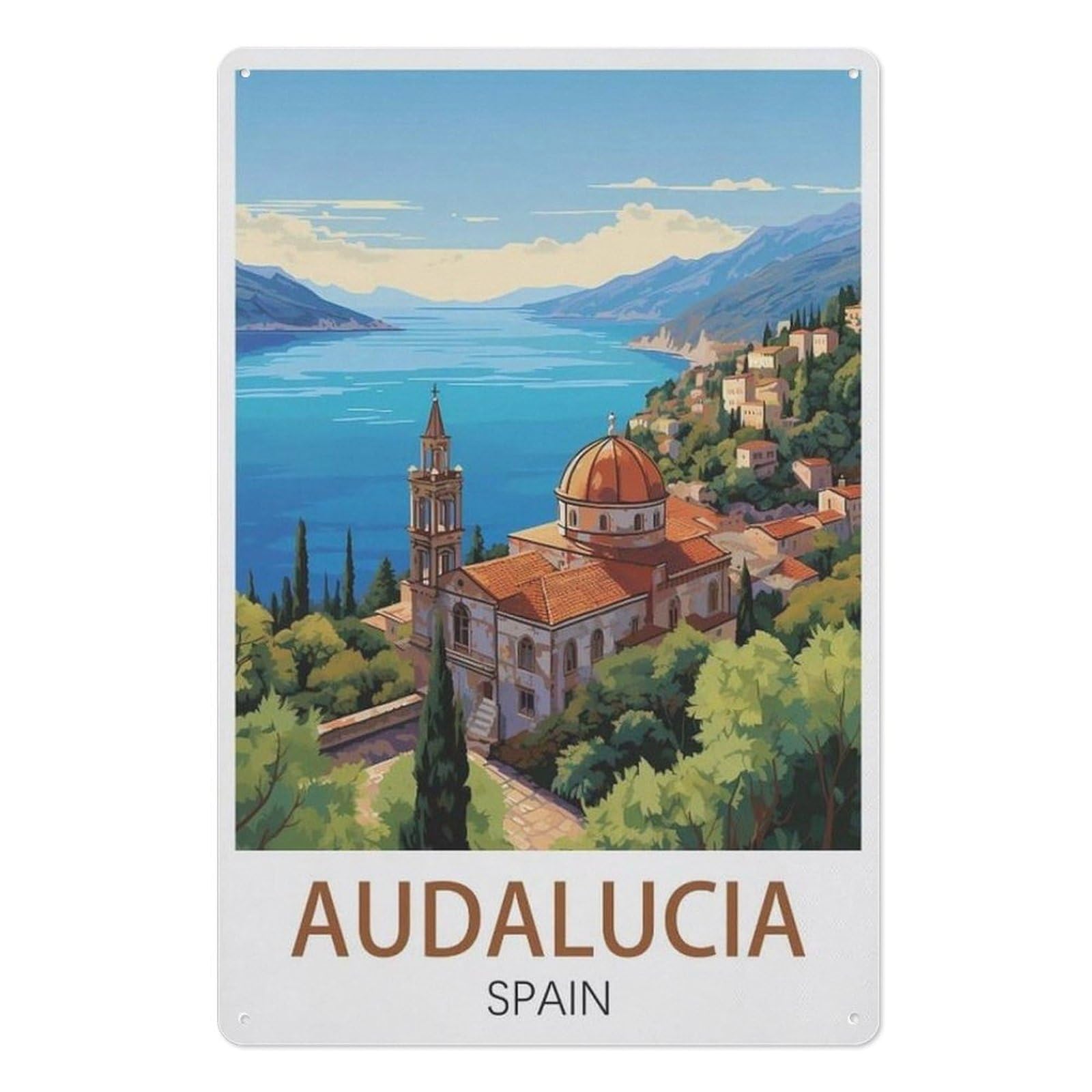 Audalucia Spain，Tin Signs New Year Easter Wall Decoration Bar Pub Family Cafe Signs Men Cave Gifts for Friends Family Fun Signs Nice Sign(15x30cm）6x12 inch-Z32