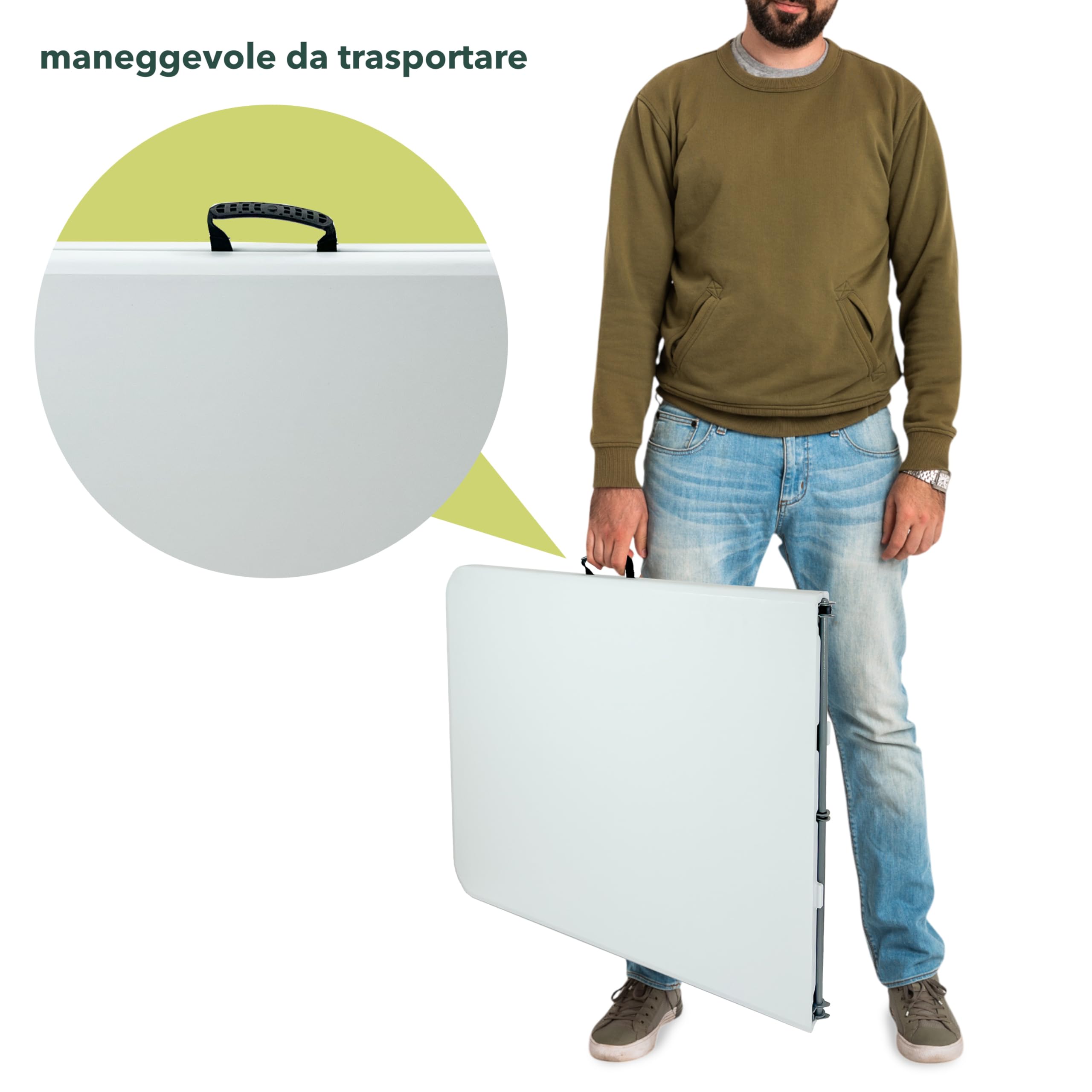 Tavolo Picnic Pieghevole 180x70x74 cm Bianco – Tavolo da Esterno e Giardino