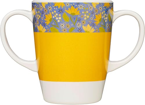Taza de melamina con dos asas, capacidad de 13.5 fl oz14 onzas, ligera (4.44 oz), ayuda de movilidad para ancianos, demencia, agarre débil, manos