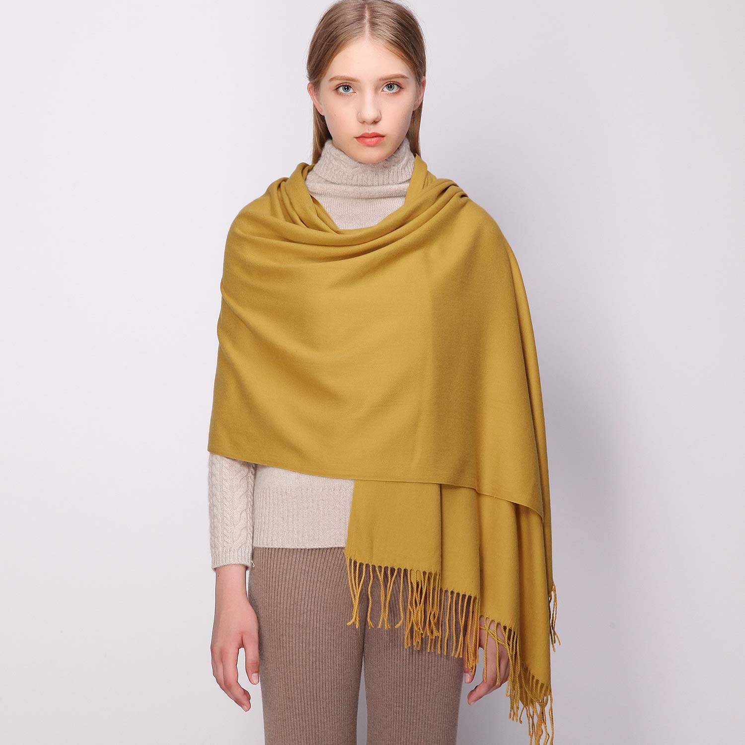 RIIQIICHY Sciarpa Scialle Donna Stola Invernale Pashmina Elegante Cerimonia Con Frange