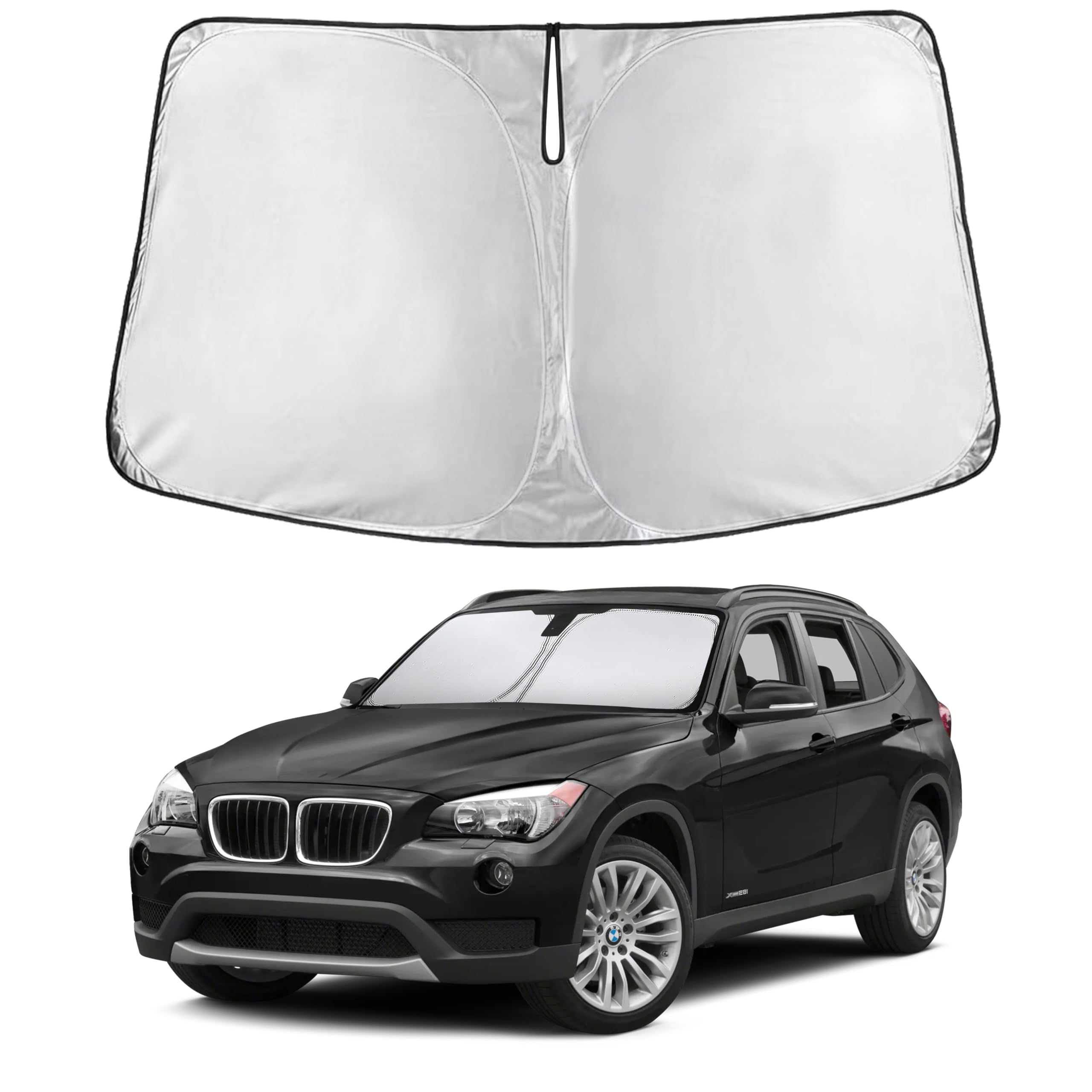 EcoNour Windshield Sunshade Compatible for BMW X1 2011-2013 2014 2015 | Sun Visor for Front Windshield &amp; Window Sun Shade Cover, UV Heat Blocker &amp; Protector, Car Accessories