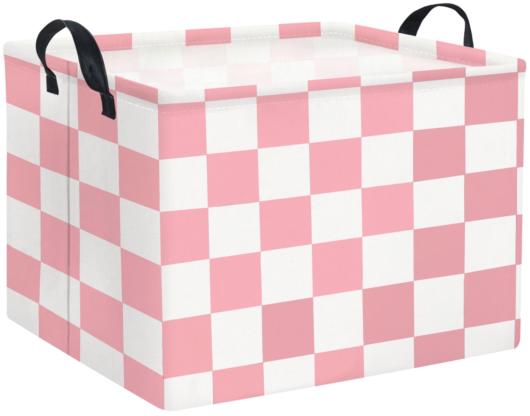 Rectangular Baby Girl Basket Fabric Storage Basket Storage Bin Organizer Box Room Decor(Pink Checkered)