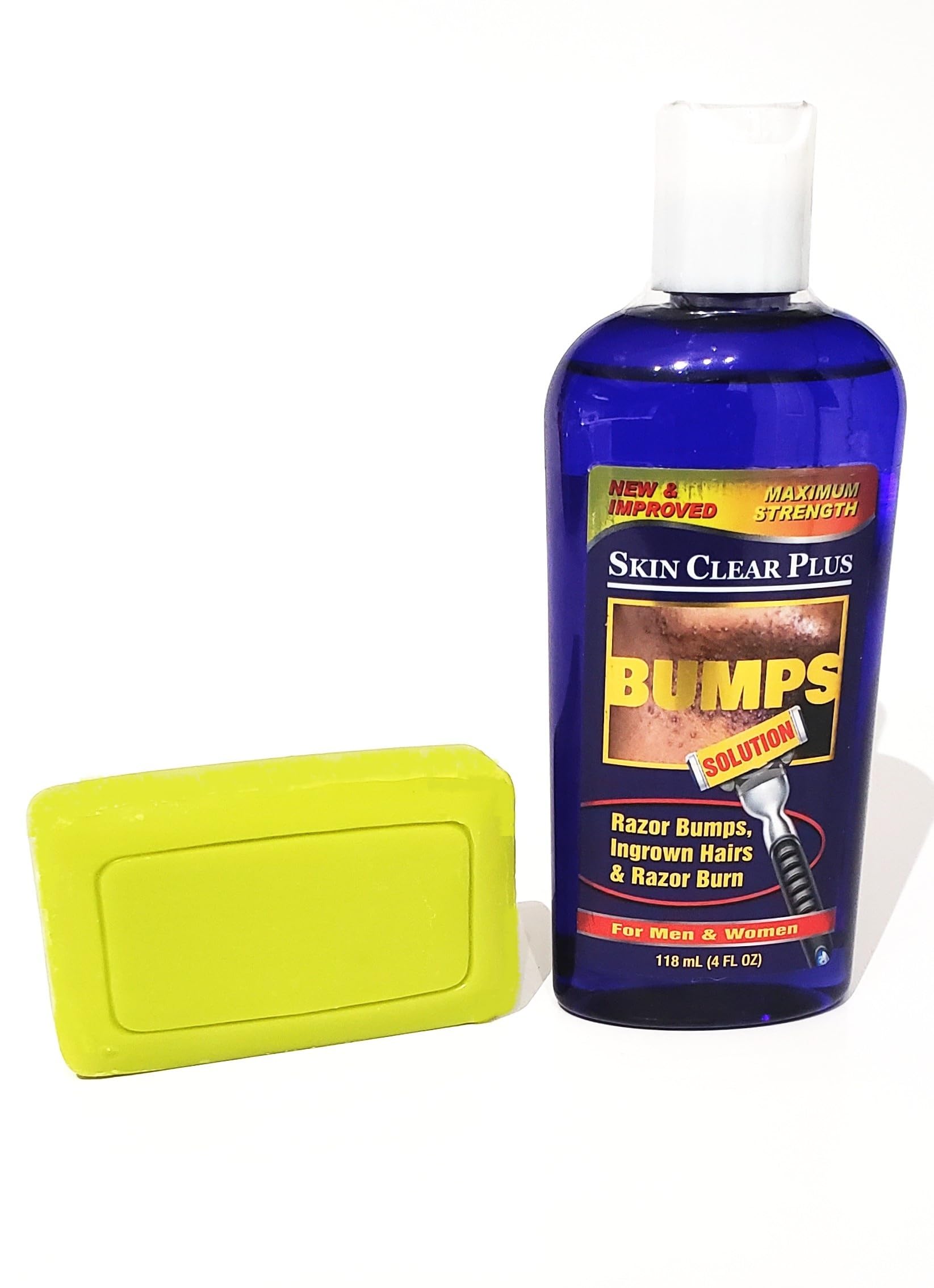 Skin Clear Plus Bump Stopper - The Ultimate Ingrown Hair _ Razor Burn_ Razor Bump Stopping Kit. Liquid Treatment and Shave Soap. GUARANTEED to remove razor bumps and prevent ingrown hair!