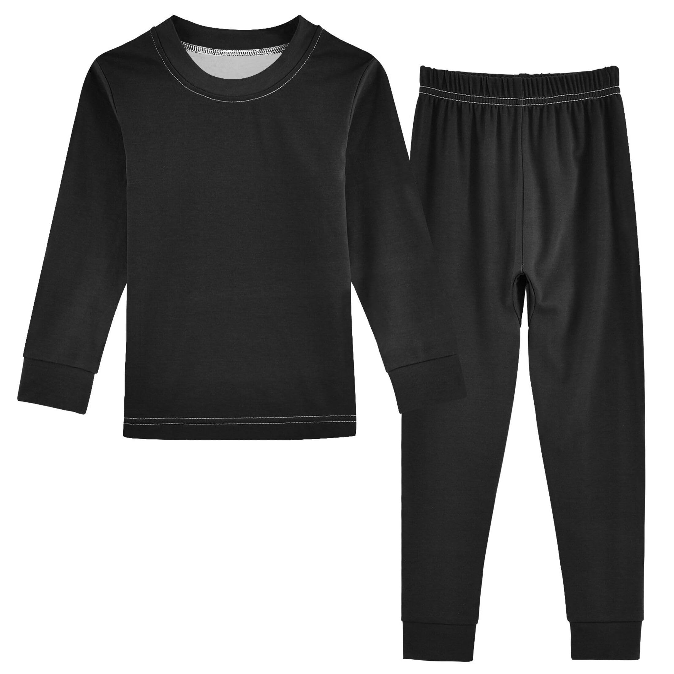 Black Long Sleeve Pajamas Set Sleepwear Jammies 2pcs Set Pjs Black