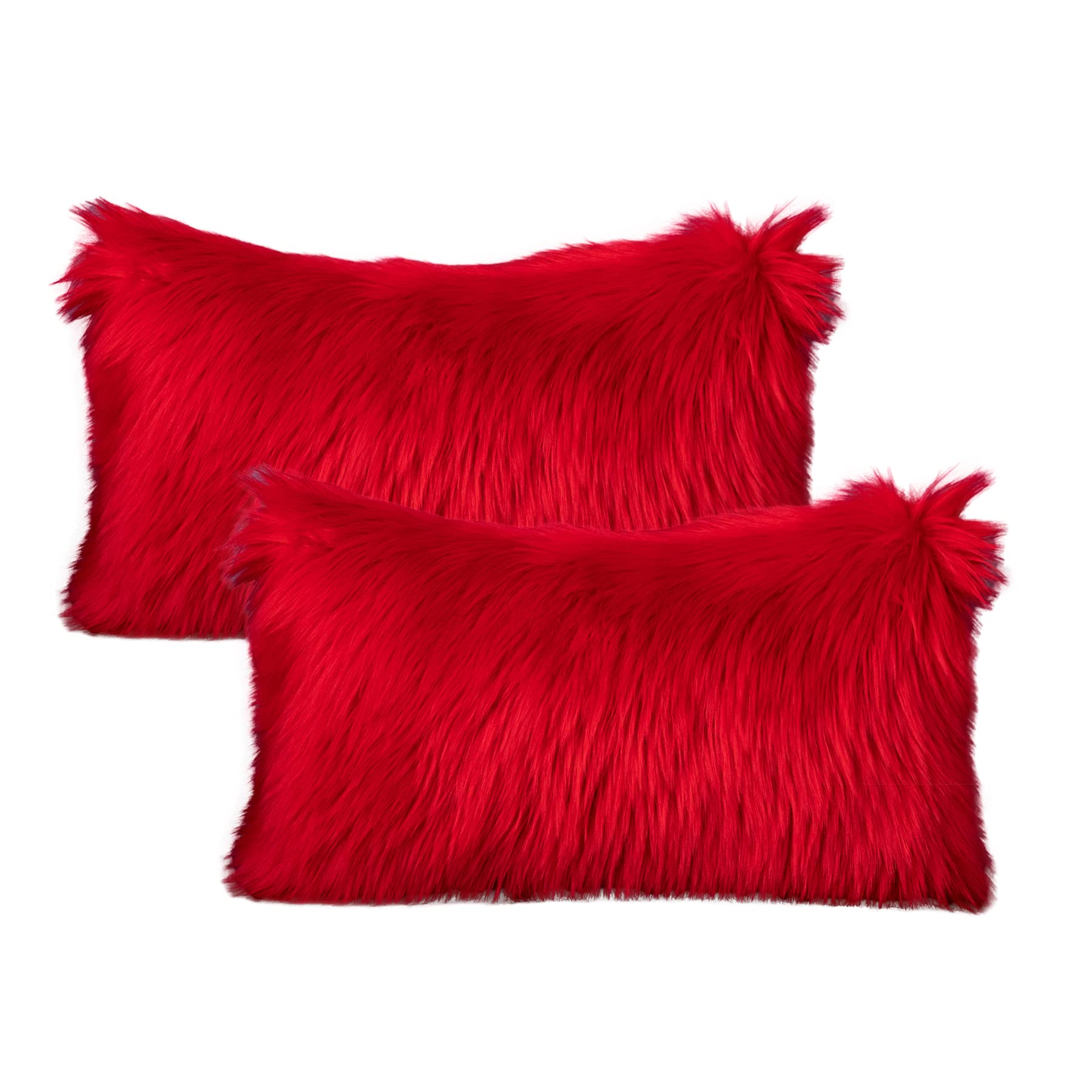 Housse de coussin lombaire contre le mal de dos pour canapé ferme en fausse fourrure rouge