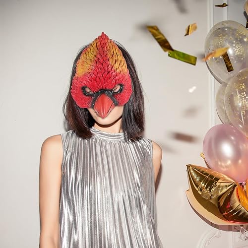 Miniatura 7 de jojofuny Máscaras de pájaro rojo Máscara de águila de media cara: disfraz de animal de PU para Halloween, accesorios de fiesta de máscaras, disfraz