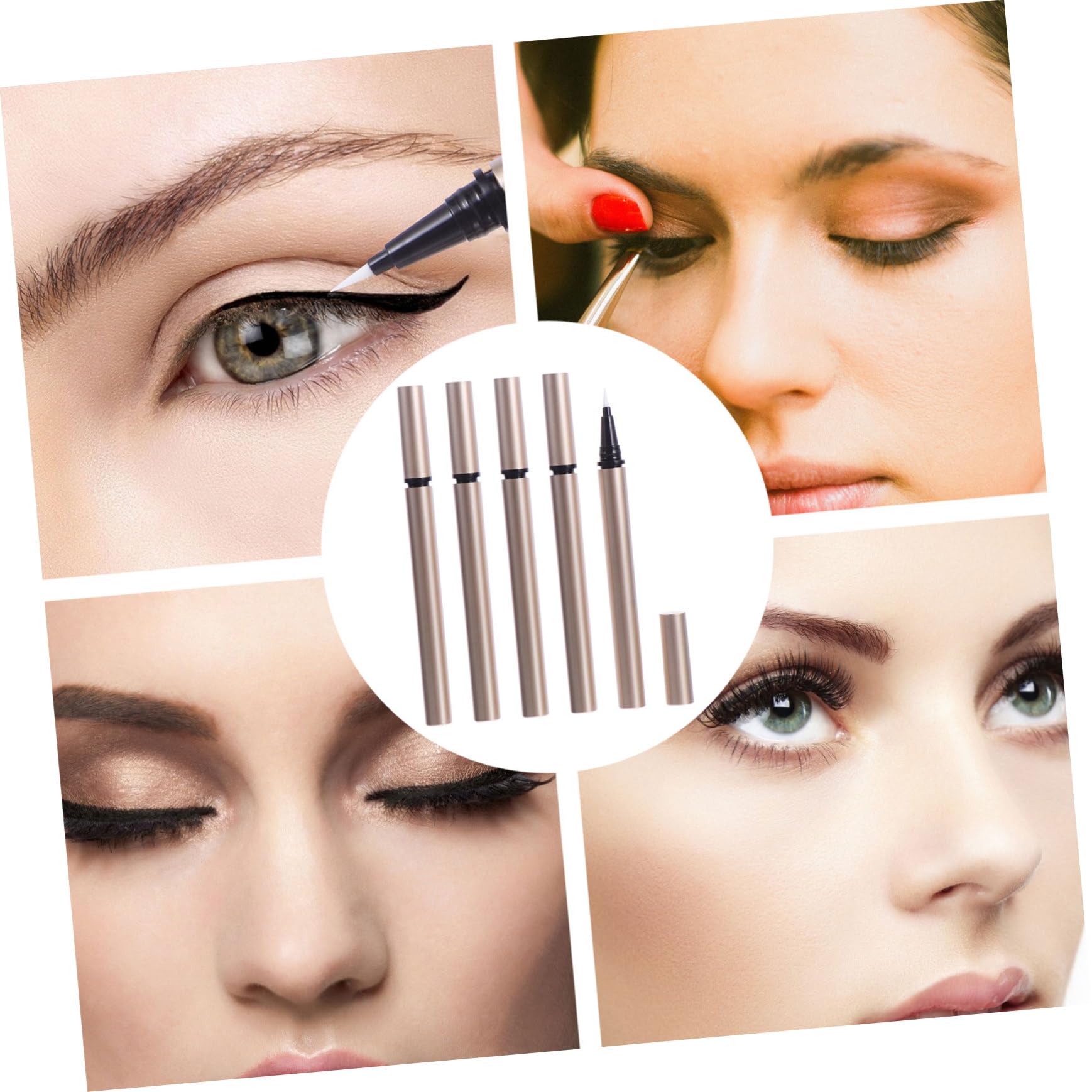 5 Pezzi Tubetto Vuoto per Eyeliner Liquido 1ml Oro Ricaricabile in Plastico Portatile per Negozi e Saloni di Cosmetici