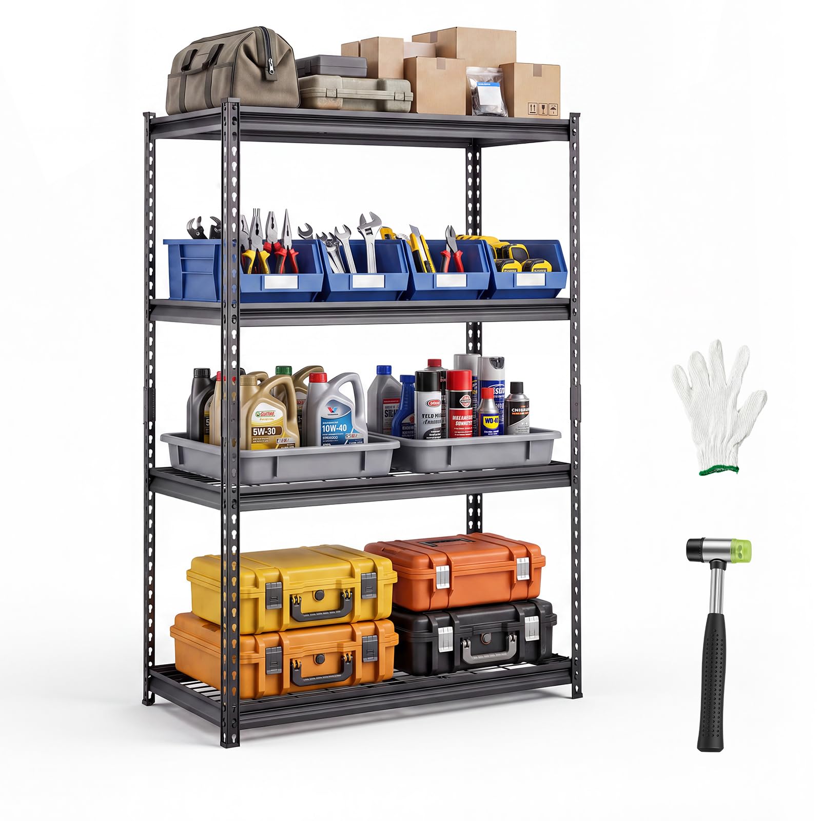 VEVOR Storage Shelves, 4-Tier 2400 lbs Garage Shelving 40 x 20 x 60 in
