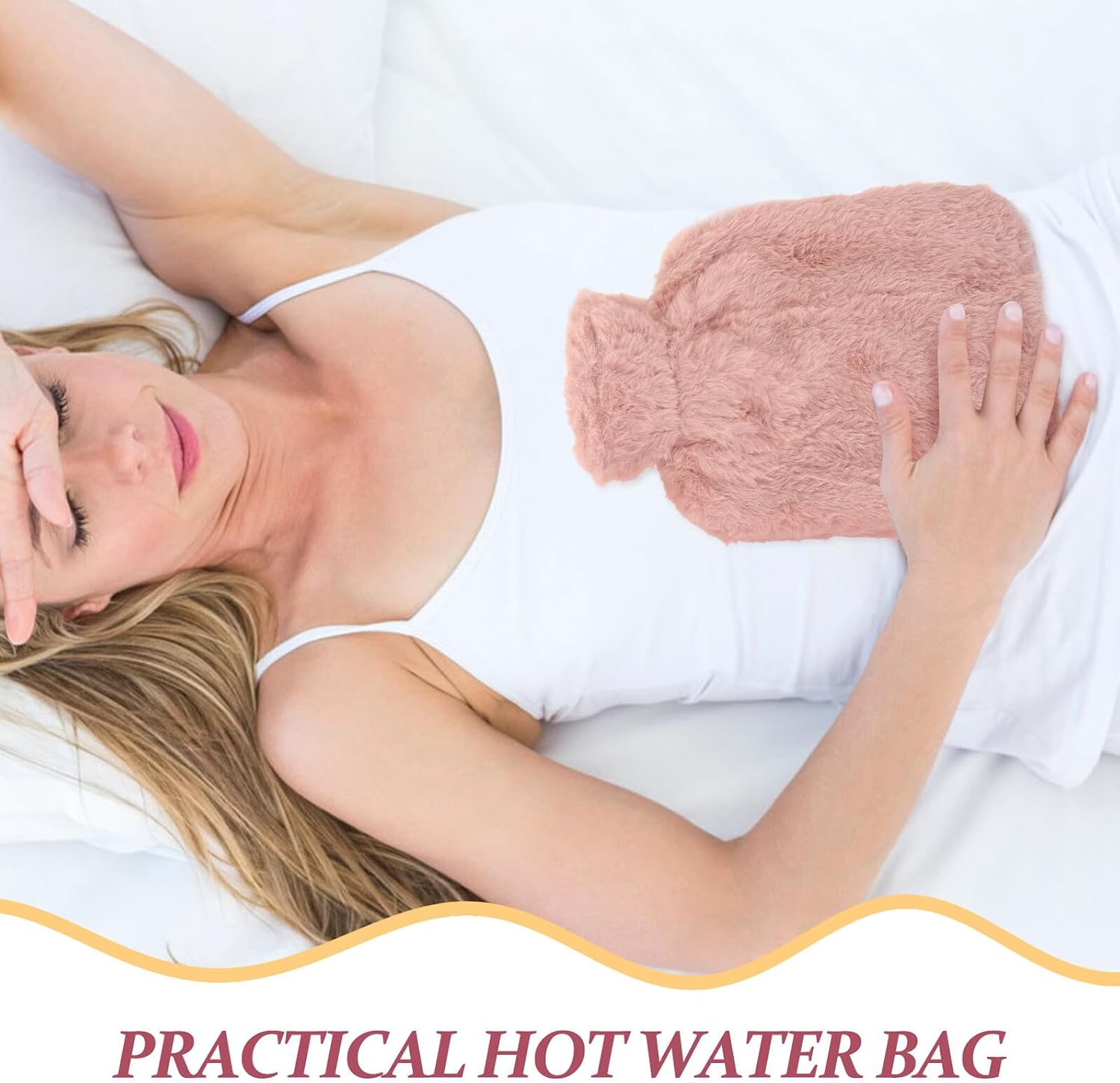 Cabilock Plush Fleece Cover Hot Water Bottle 1000ml Water with Soft PVC Inner Bag Comfortable Hand Warmer for Women Winter Belly and Relief