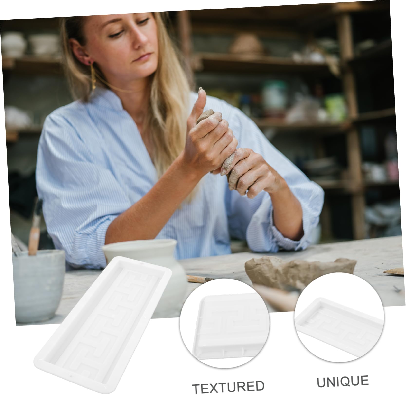 BESPORTBLE Molde de Plástico para Hacer Ladrillos de Cemento 45x15x3 Cm para Jardín y Patio Exterior, Molde Reutilizable para Adoquines Estilo Antiguo, Plantilla para Pavimento de Hormigón