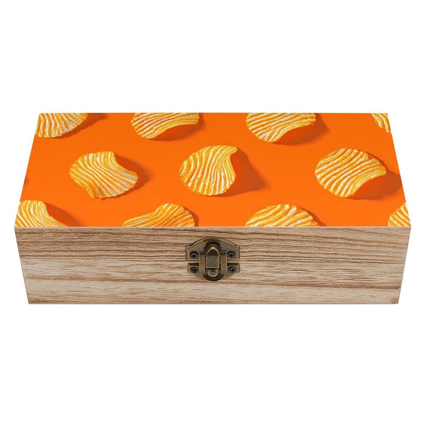 HLBSDM Potatoes Chips Wooden Storage Box Craft Memory Keepsake Treasure Chest Box Jewelry Organizer