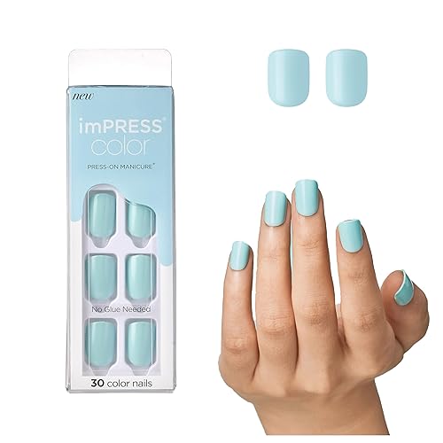 KISS imPRESS Color Press-On Manicure, Gel Nail Kit, PureFit Technology,