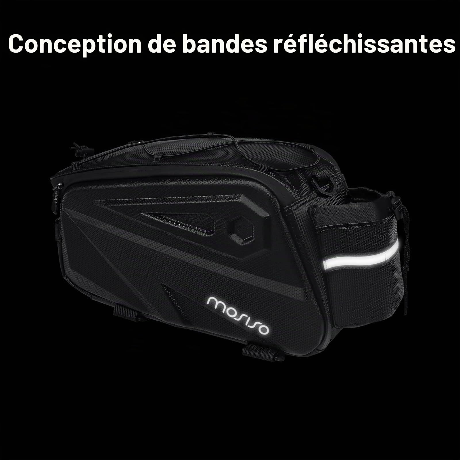 MOSISO Sac à Vélo Hydrofuge Arrière, 14L EVA pour VTT/Montagne, Sacoche Vélo Porte Bagage Arriere Sellette Main avec Bandoulière, Sac de Transport Vél,Noir