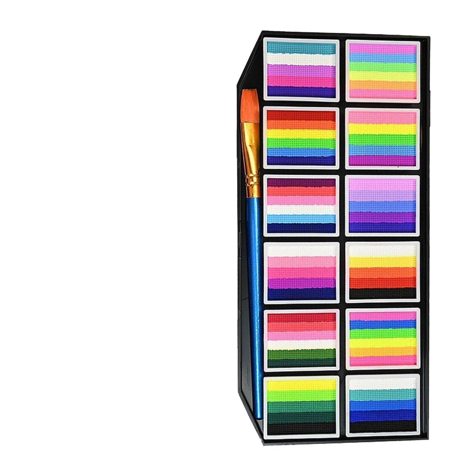 Kit di Pittura per il Viso 12 Colori in Pennarelli a Pennello da Trucco | Makeup Viso Per Halloween, Feste Per Bambini, Teatro, Cosplay, Carnevale, Donne E Ragazze, Spettacolo