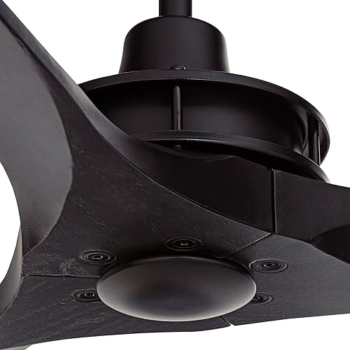 Miniatura 3 de Casa Vieja Ventilador de techo moderno hilado por viento de 52 pulgadas para interiores con control remoto, madera maciza negra mate para sala de