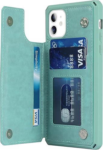 Miniatura 65 de Cavor for iPhone 11 Wallet Case with Card Slots Holder,Premium PU Leather Kickstand Feature Case [Wrist Strap] Double Magnetic Clasp Shockproof Flip