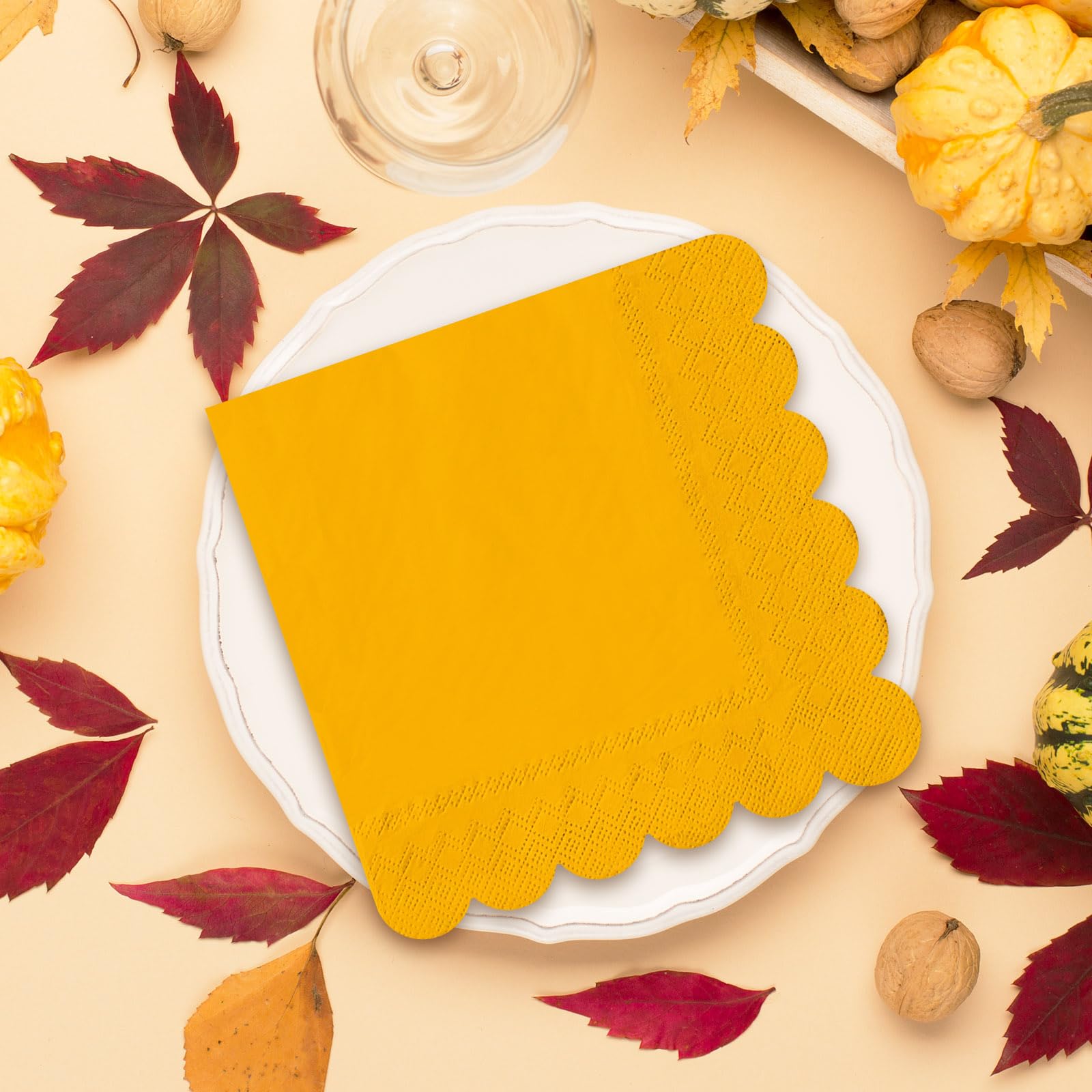 Whaline Gästeservietten Mit Goldfolie - 100 Stück, Truthahn-Motiv Für Thanksgiving & Herbst, Ca. 39x33 Cm Aufgeklappt