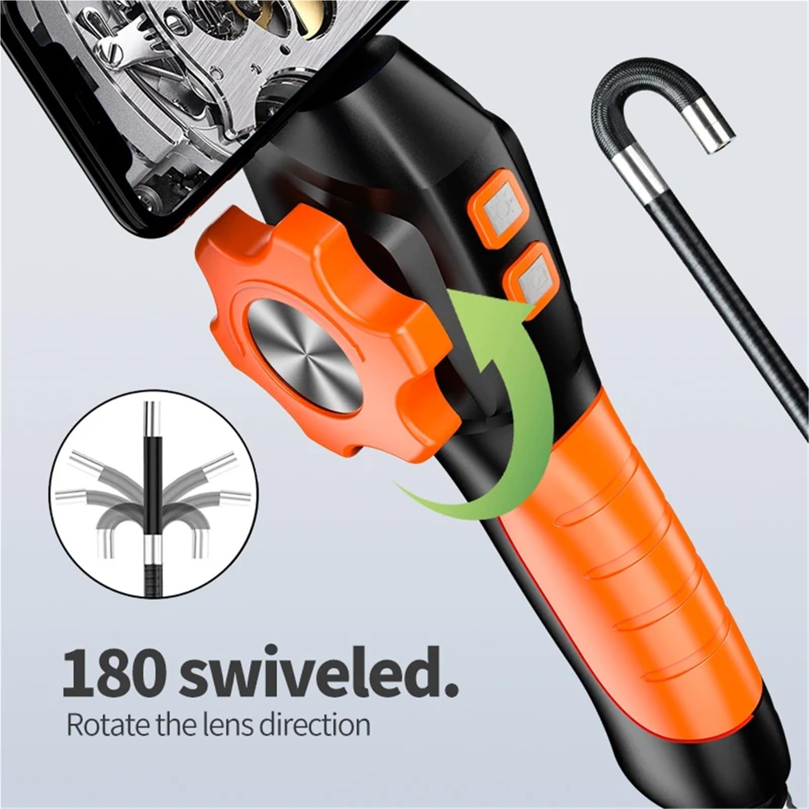 360 Degree Rotation Endoscope Inspection Camera 6.4mm Lens HD Articulated Borescope(6.4mm IOS Android)