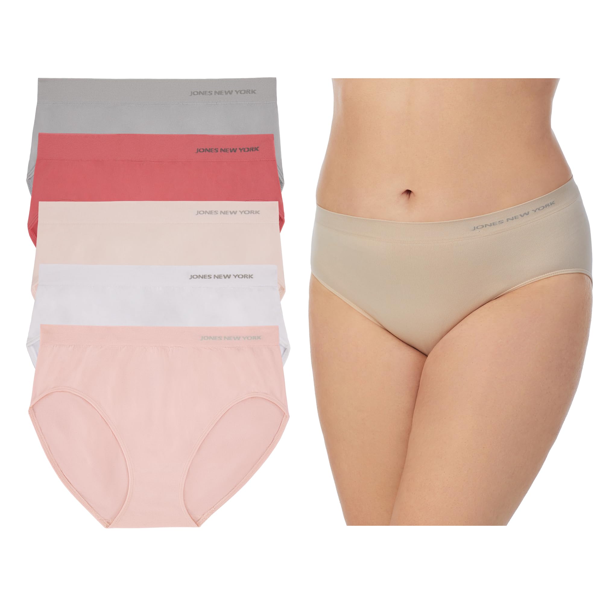 Underwear for Women High Cut Brief Full Coverage Seamless Stretch Comfort Panties - 5 Pack Multipack