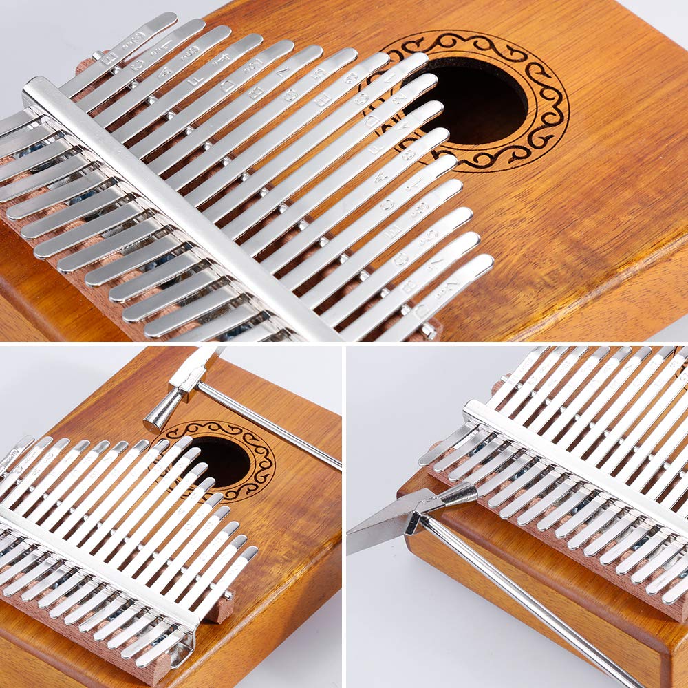 Nabance Kalimba 17 Teclas, Kalimba Piano de Pulgar Profesional en Caoba de, Marimba Instrumento Musical con Protectores de Dedos, Marcadores Adhesivos, Martillo de Afinación, Manual