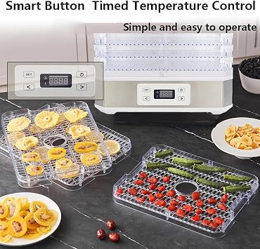 Food Dehydrator Machine, 350W Dehydrator For Food And Jerky With 5-Trays Adjustable, Temperature Control(95oF-158oF) 48 Hour Timer For Food, Jerky, Meat, Fruit, Herbs And Vegetable