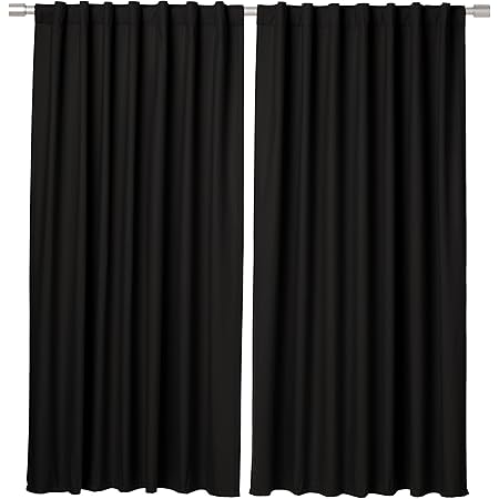 Amazon Basics Room Darkening Blackout Window Curtains with Back Tab Hanging Loops - 52" x 63", Black