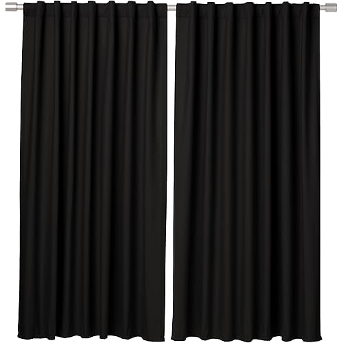 Amazon Basics Room Darkening Blackout Window Curtains with Back Tab Hanging Loops - 52" x 63", Black