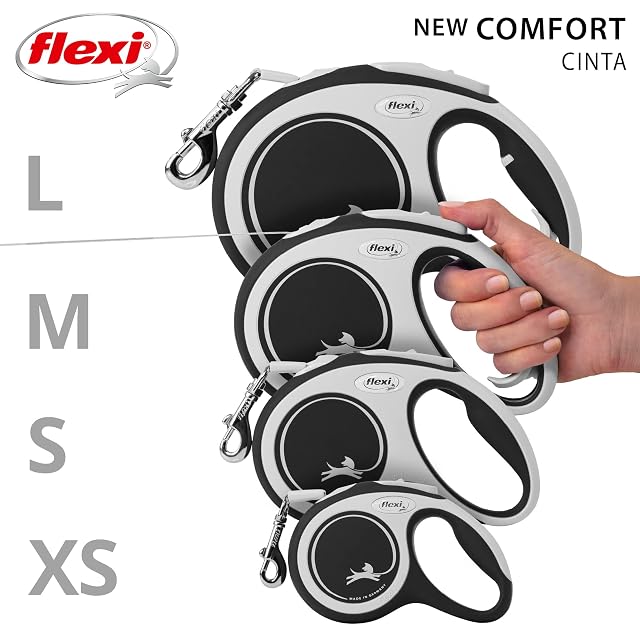 Foto 6 de 7 de Flexi® Comfort L Cinta 8 m Negro, Correa Extensible para Perros hasta máx. 50 kg