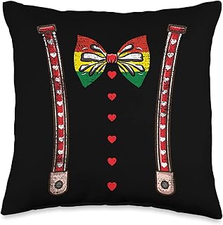Bolivian Bow Tie Suspenders Valentines Day Bolivian Vintage Throw Pillow