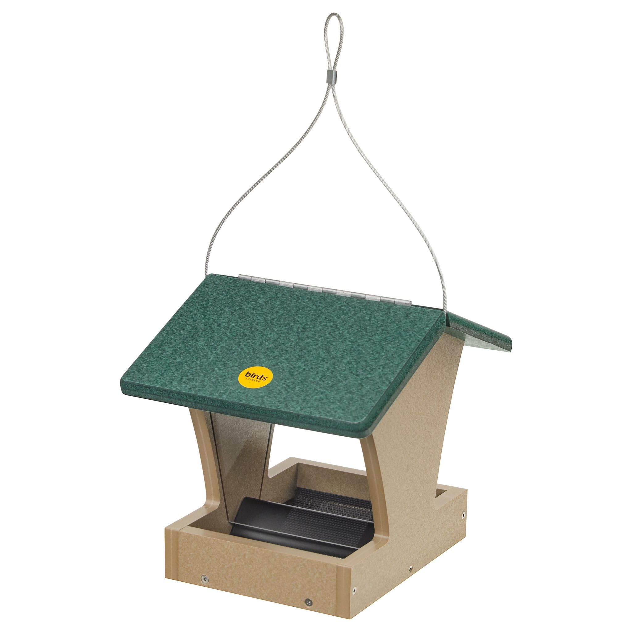 Mangeoire oiseaux 1.5 QT à double trémie et toit vert pour votre jardin