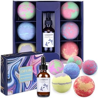 OFUN Bath Bombs Gift Set, 6 Pack Color Bubble Bath Bombs Handmade with 1 Lavender Essential Oils, Wonderful Fizzy Spa to Moisturize Dry Skin, Christmas Birthday Gift for Women, Girls, Kids