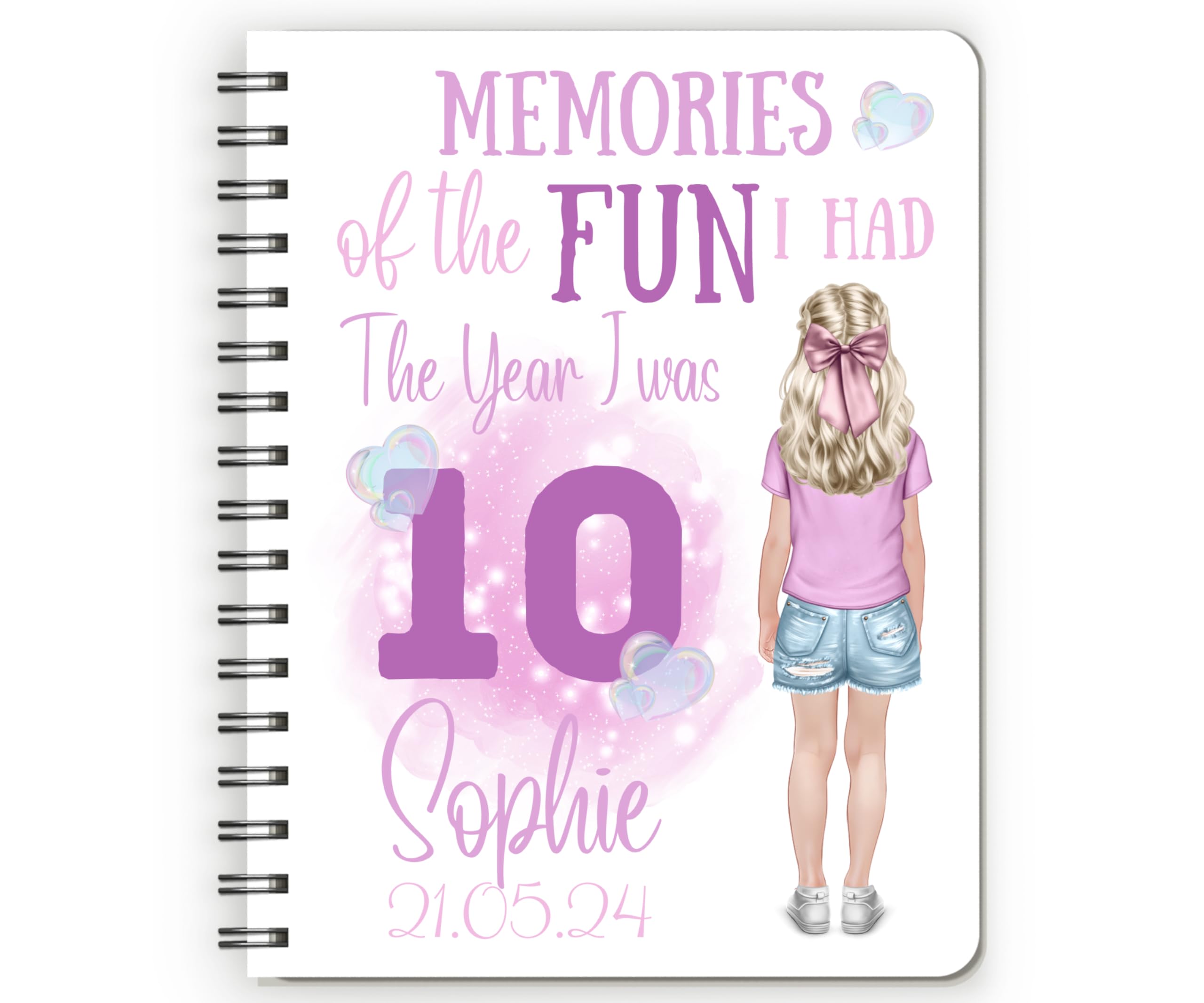 Personalised 10th Birthday Presents for Girls, 10 Year Old Girls Gifts, Kids Notebook/Childrens Journals. Kids Stationery Set Girls, Kids Stationery Gifts, Personalised Pencils for Girls.