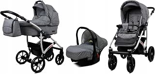 BabyLux® Carrito de Bebé Sistema de Viaje Set 3 en 1 - Largo - incl. Capazo, Silla de Paseo, Silla Coche - Cochecito - con Bolso cambiador, Cubierta para la lluvia, Mosquitera etc.