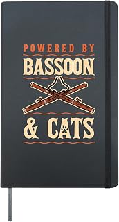 Powered By Bassoon And Cats Hardcover Journal, Black