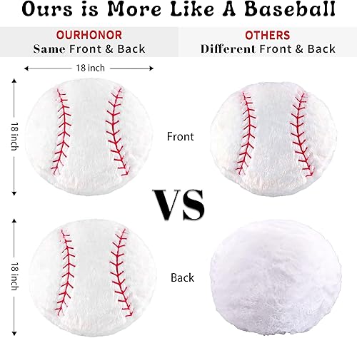 Miniatura 5 de Peluche de béisbol, almohada de béisbol de 18 pulgadas, suave y esponjosa, juguete de peluche de fútbol cómodo, decoración de habitación, regalo de