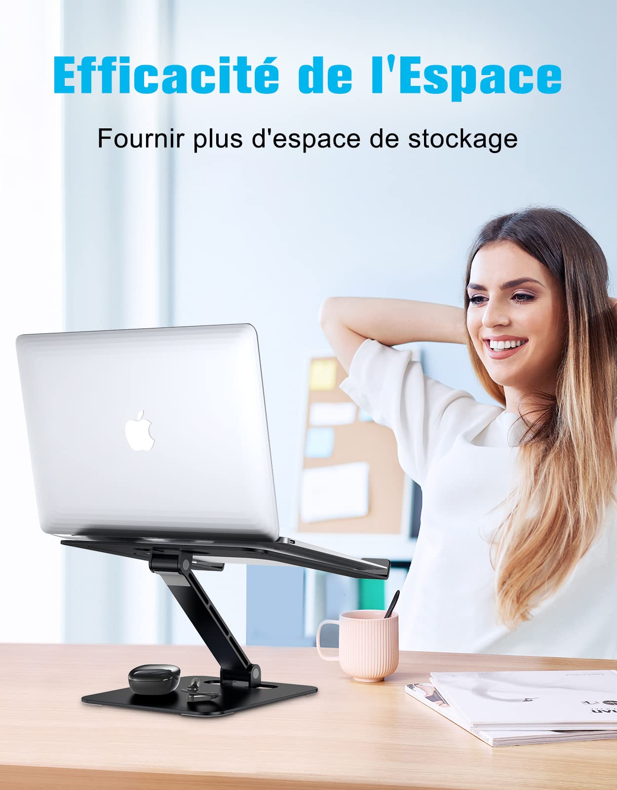 Support Ordinateur Portable Réglable Aluminium Ventilé Pliable Compatible MacBook Air Pro Tablettes 10-16 Pouces