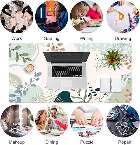 Vista 114 de Colorful Star Alfombrilla grande para mouse, botánica abstracta impermeable, alfombrilla de mouse para juegos de computadora, alfombrilla de mouse