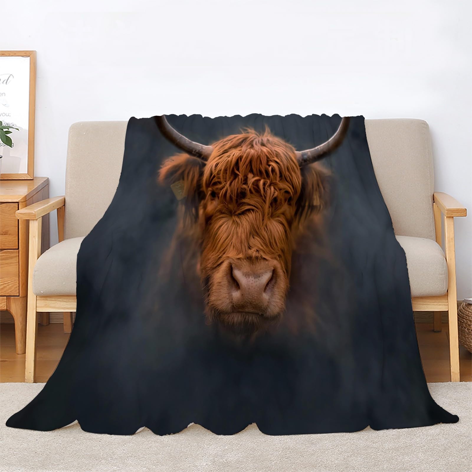 Kocyk z dymu krowa Koce Highlands Pojedynczy Ciepły Miękki Kocyk Sofa Puszysty Flanelowy 180 x 200 cm na wszystkie pory roku