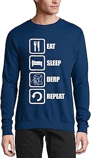 Eat Sleep Derp Repeat Meme - Suéter divertido de algodón, sin botones, color azul marino