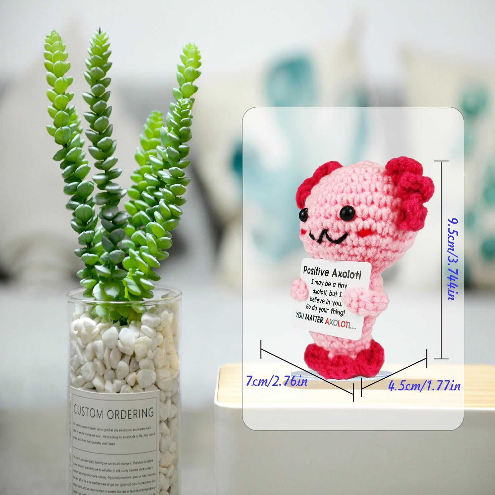 SZMDLX Positive Emotional Support Animals,Handmade Crochet Doll Knitted Stuffed Themed Good Luck Gifts Worry Dolls new job gifts for women & men (Axolotl) - Image 3