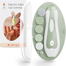 Baby Uma LED Baby Nail Trimmer Electric - Auto-Safety Stop Baby Nail Clippers, Bi-Directional Electric Baby Nail File with 2 Speeds & 6 Filing Discs, Newborn Essentials + Travel Case