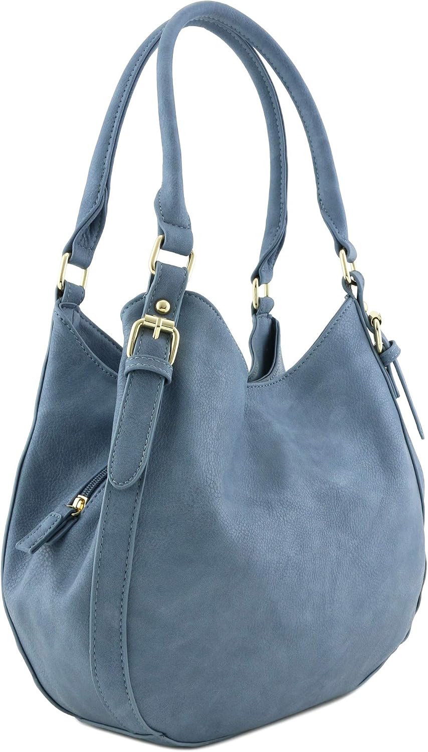 Light-weight 3 Compartment Faux Leather Medium Hobo Bag