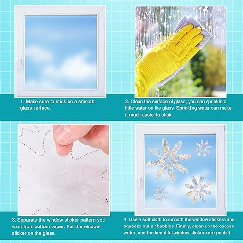 Miniatura 7 de AnyDesign 38 calcomanías para ventana de flores pequeñas, diseño de margaritas, anticolisión, estáticas, arcoíris, autoadhesivas, vinilo prismático,