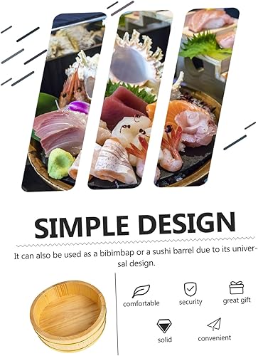 Miniatura 8 de Cubo de sushi Arroz japonés Sushi Tazón de arroz Plato de sushi Plato para servir sashimi Tabla de sushi Cubo de arroz de madera de gran capacidad