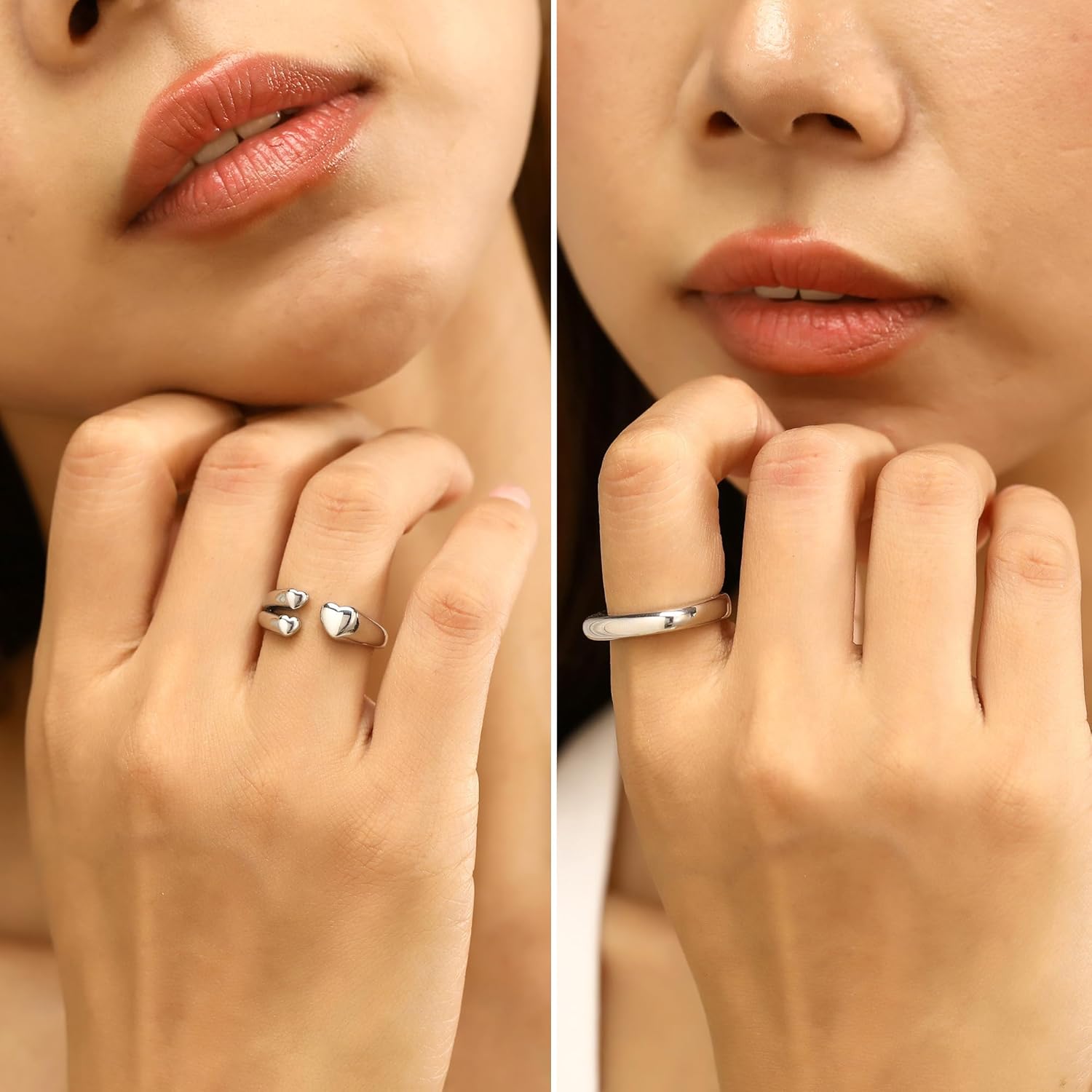 wgoud 6PCS Dome Chunky Gold Rings for Women Waterproof, 14K Gold Plated Braided Twisted Stackable Signet Rings, Adjustable Open Ring Band Statement Jewelry Gift - Image 7