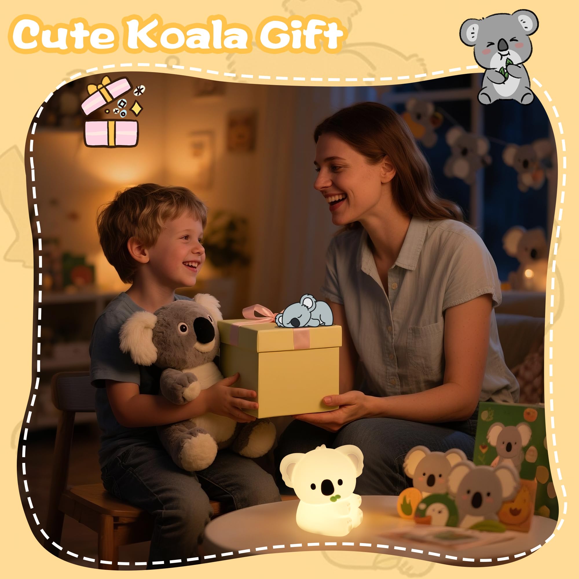 CoolGift Mart Koala-Geschenke, niedliches Koala-Silikon-Nachtlicht, Touch-Steuerung und Timer, über USB aufladbar, geeignet zum Stillen, Lesen, Arbeiten, Schlafen für Babys, Kinder, Jugendliche