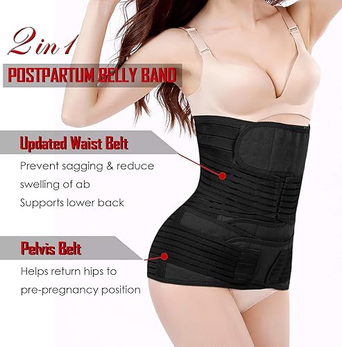 Miniatura 3 de Soporte posparto 2 en 1 para recuperación de vientre, cinturón tipo envoltura para cinturapelvis, faja posnatal para moldear el cuerpo