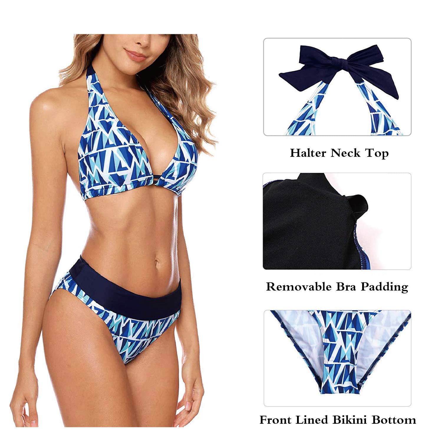 Damen Bikini Set Triangel Badeanzug Strand Ties Zweiteiliger Bademode Bikinihose
